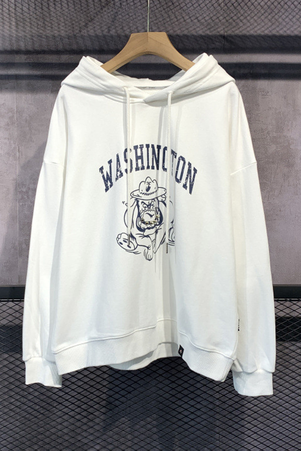 Women Magnificent Letter Printed Ribbed Cuff & Hem Hoodie