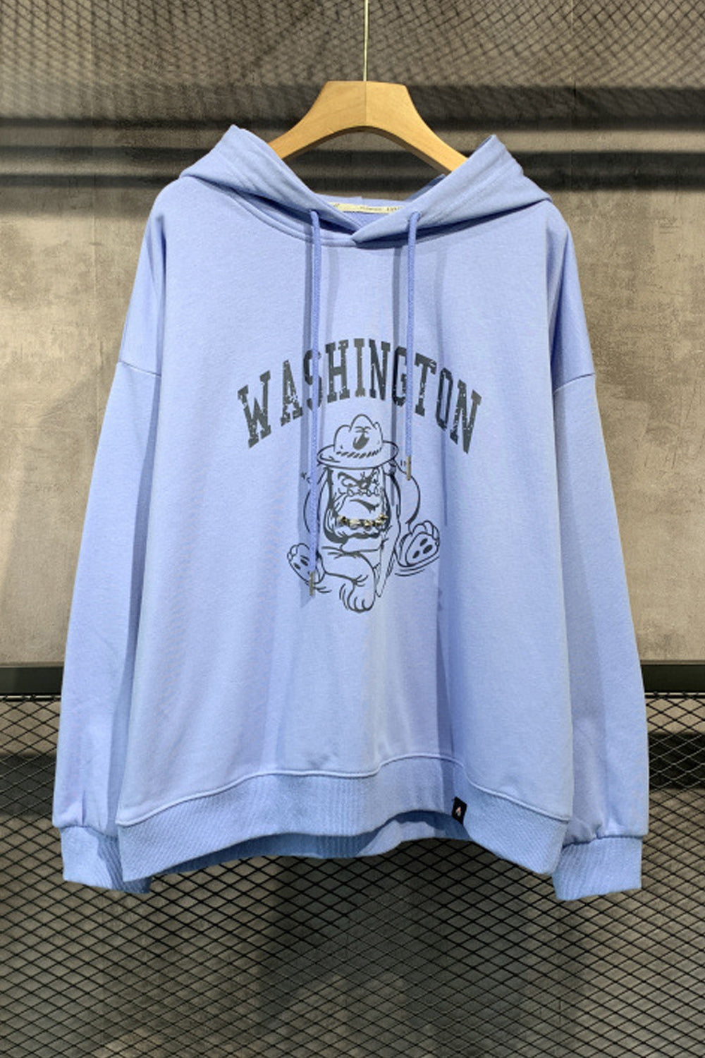 Women Magnificent Letter Printed Ribbed Cuff & Hem Hoodie