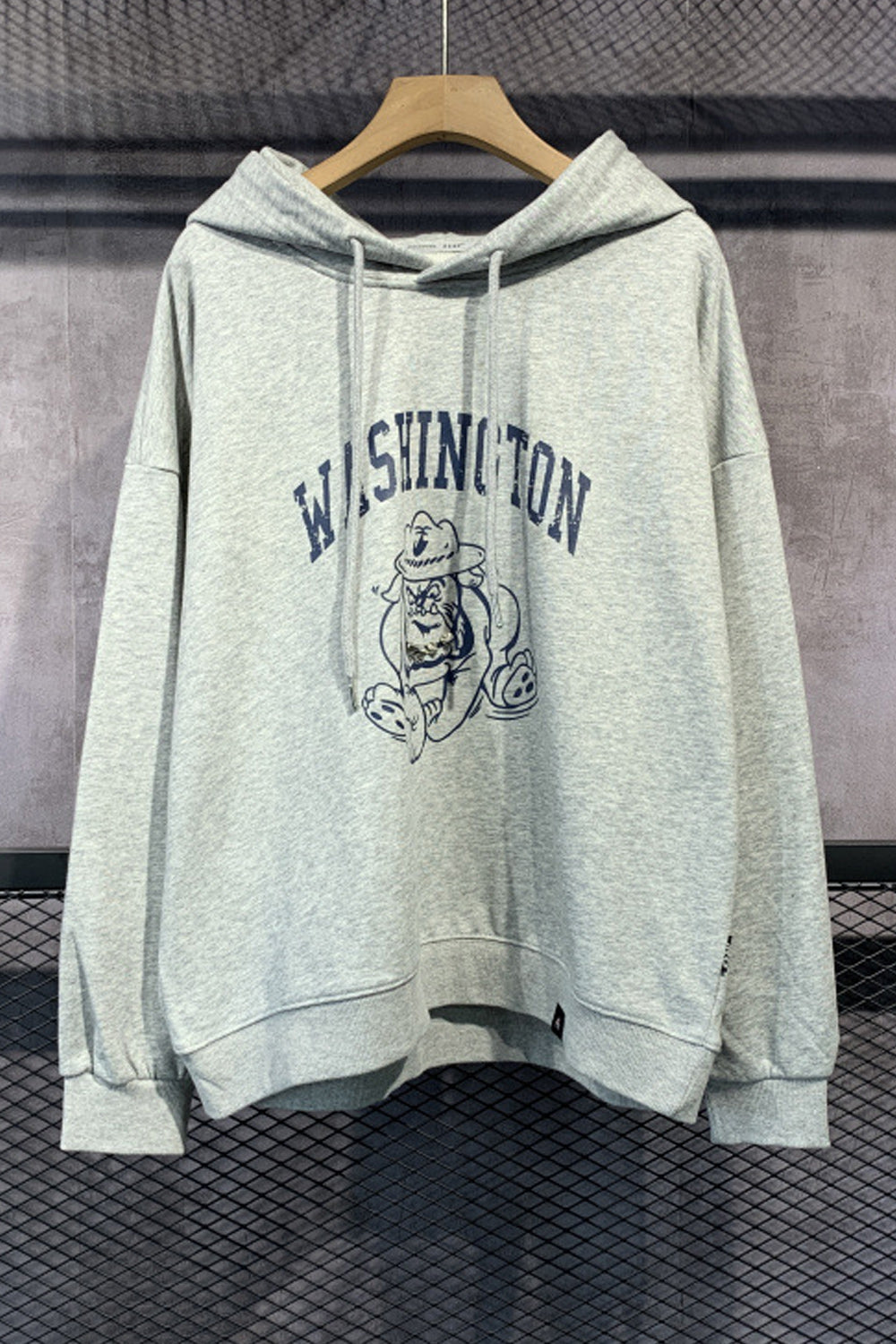 Women Magnificent Letter Printed Ribbed Cuff & Hem Hoodie