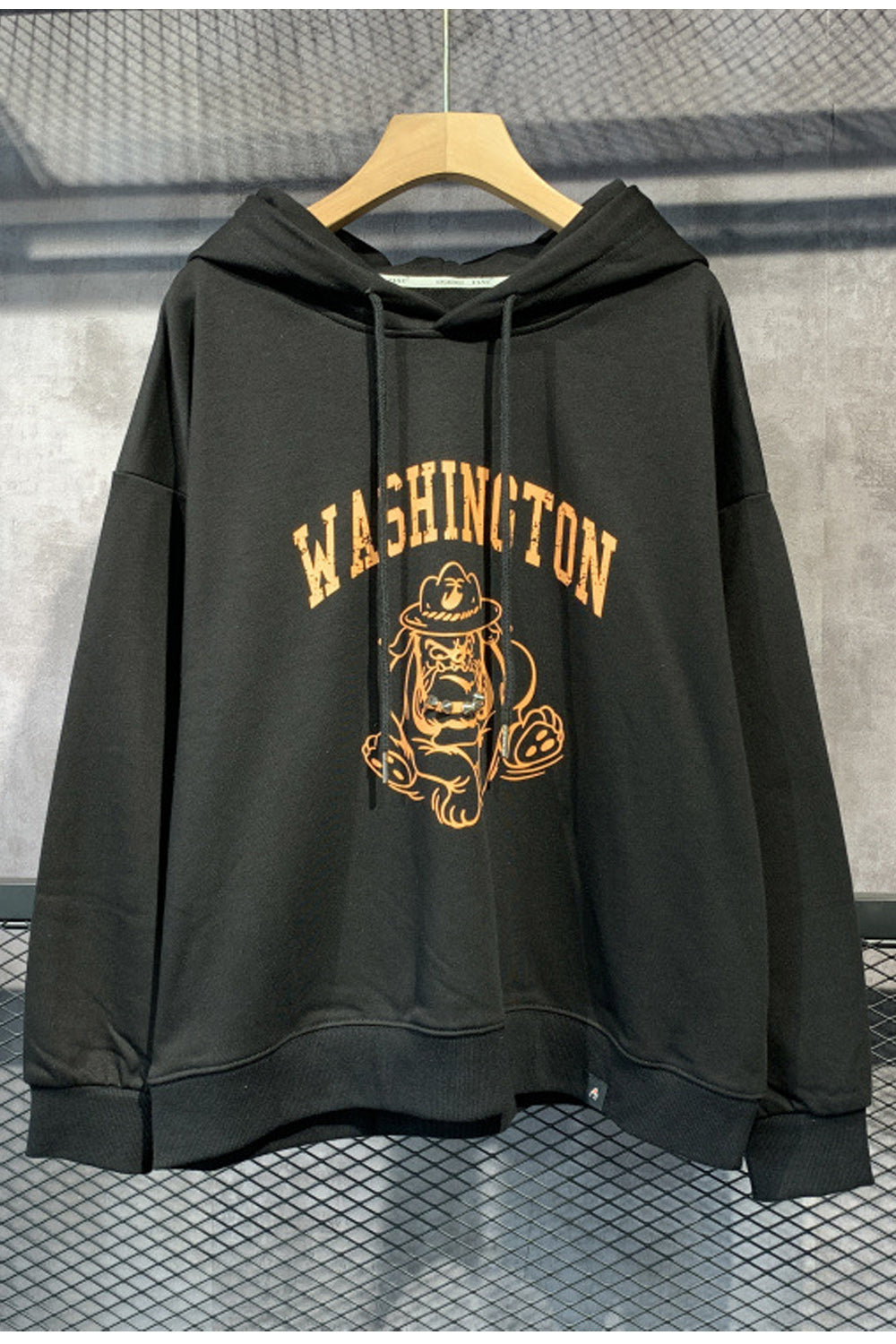 Women Magnificent Letter Printed Ribbed Cuff & Hem Hoodie