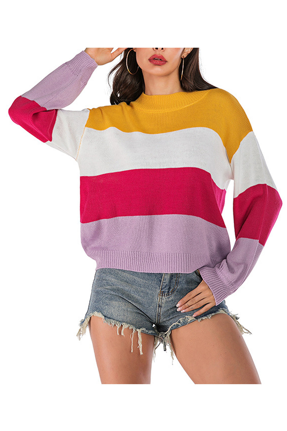 Women Beautiful Outerwear Warm Crew Neck Winter Sweater