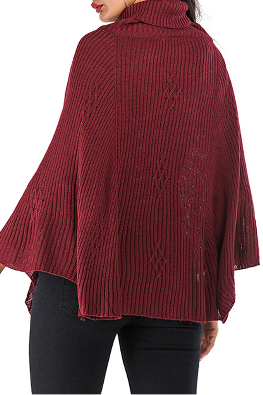 Women Stylish High Neck Bat Sleeve Knitwear Warm Sweater