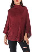 Women Stylish High Neck Bat Sleeve Knitwear Warm Sweater