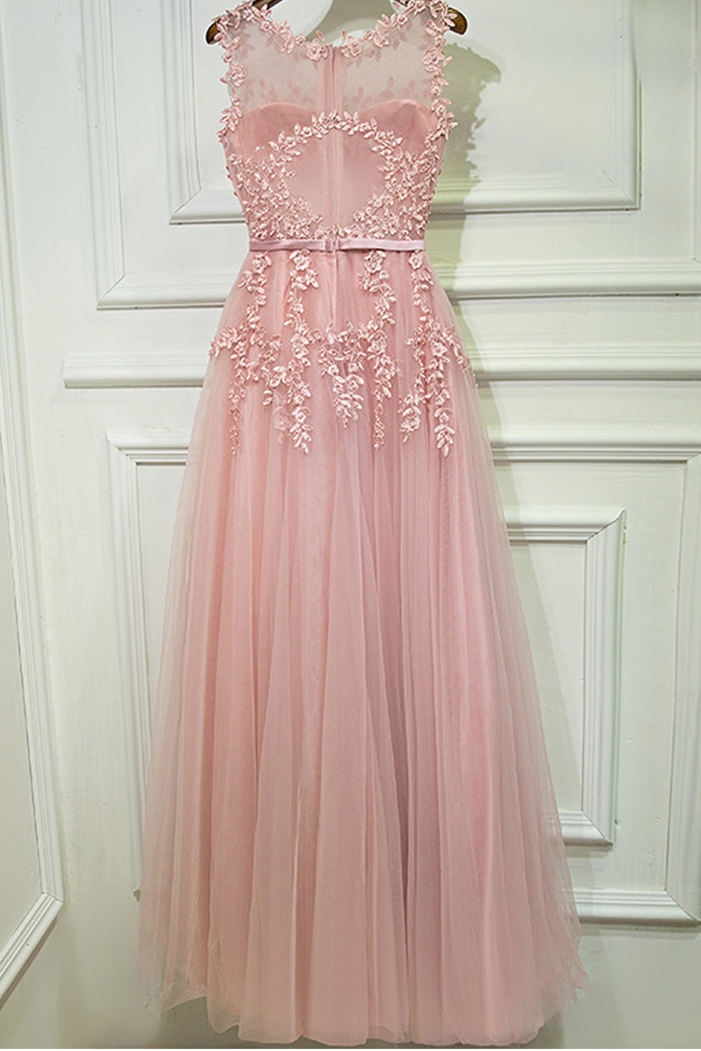 Women Sleeveless Style Flower Decorated Zipper Closure Evening Dress