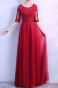 Women Classy Half Sleeve Round Neck Solid Pattern Stylish Evening Dress