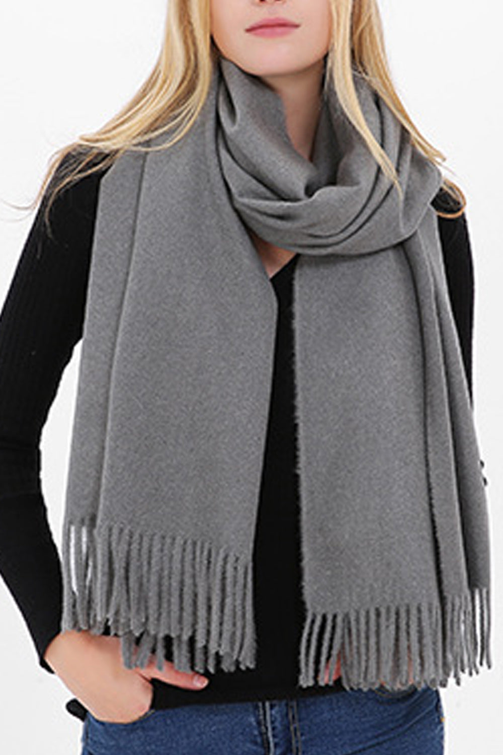 Women Thick Cashmere Solid Colored Comfortable Muffler