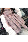 Women Lovely Plaid Pattern Comfortable Cozy Long Length Muffler