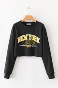 Women Fashionable Printed Casual Warm Long Sleeve Short Length Sweatshirt