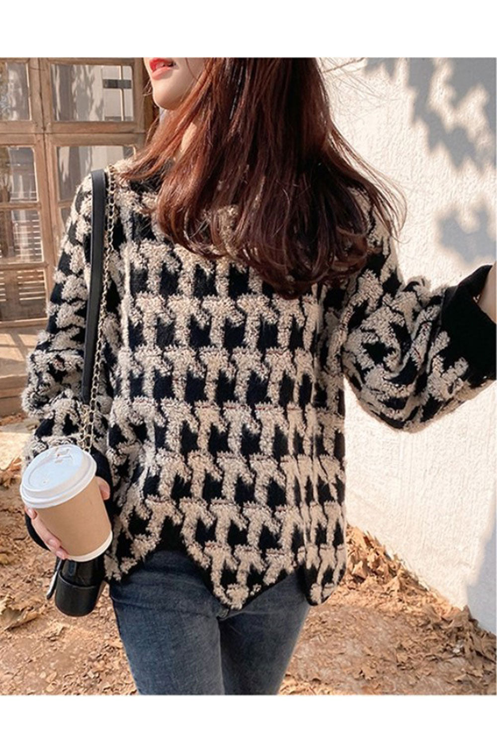 Women Easy Round Neck Loose Knitted Warm Casual Sweater