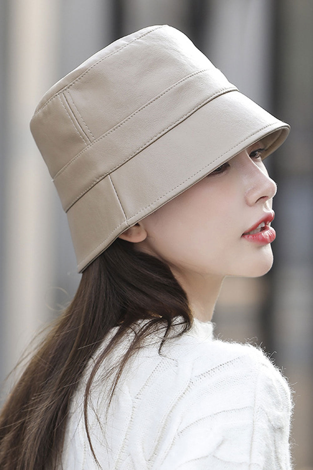Women Elegant Solid Colored Pretty PU Leather Beret Hat