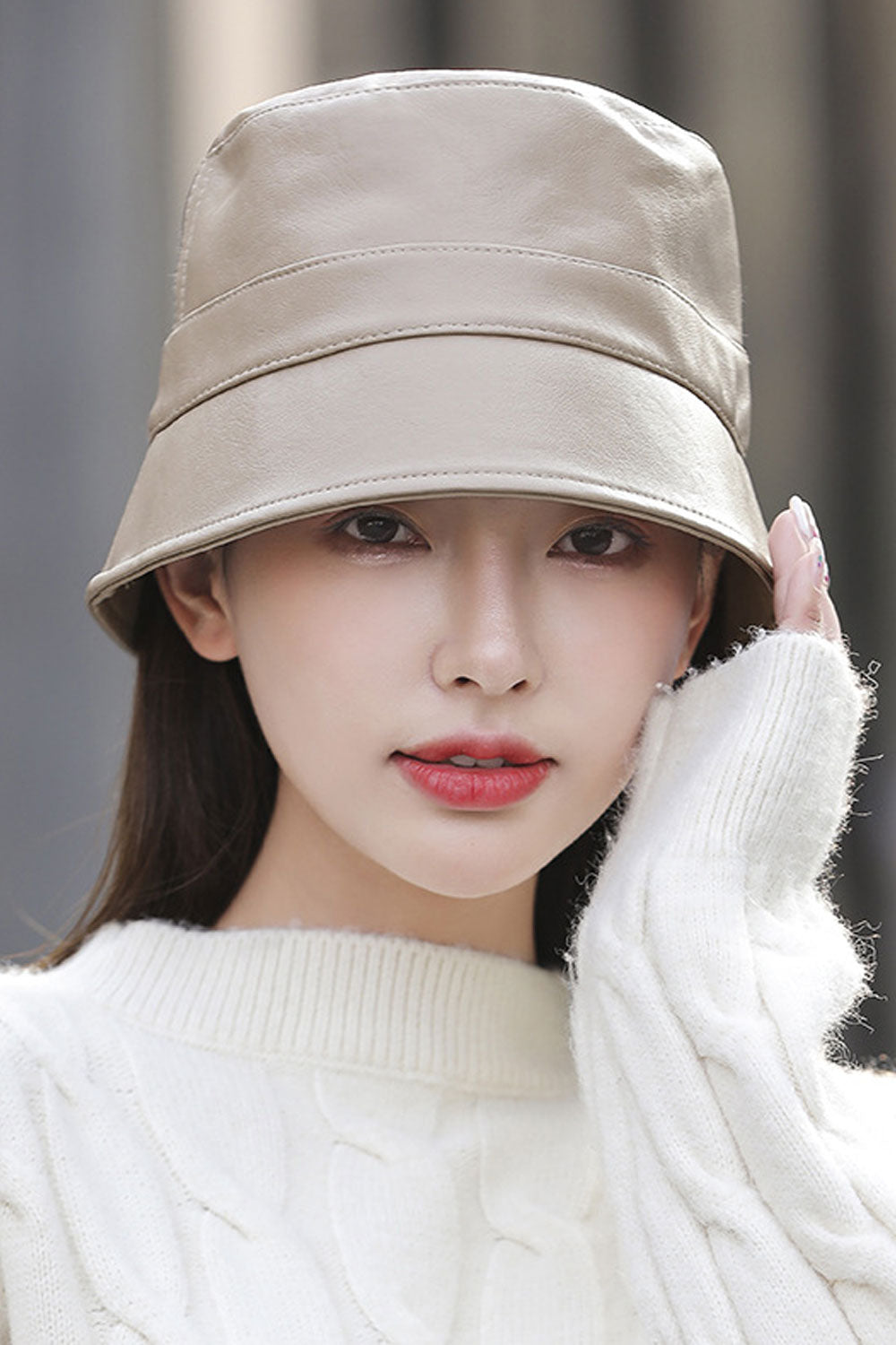 Women Elegant Solid Colored Pretty PU Leather Beret Hat