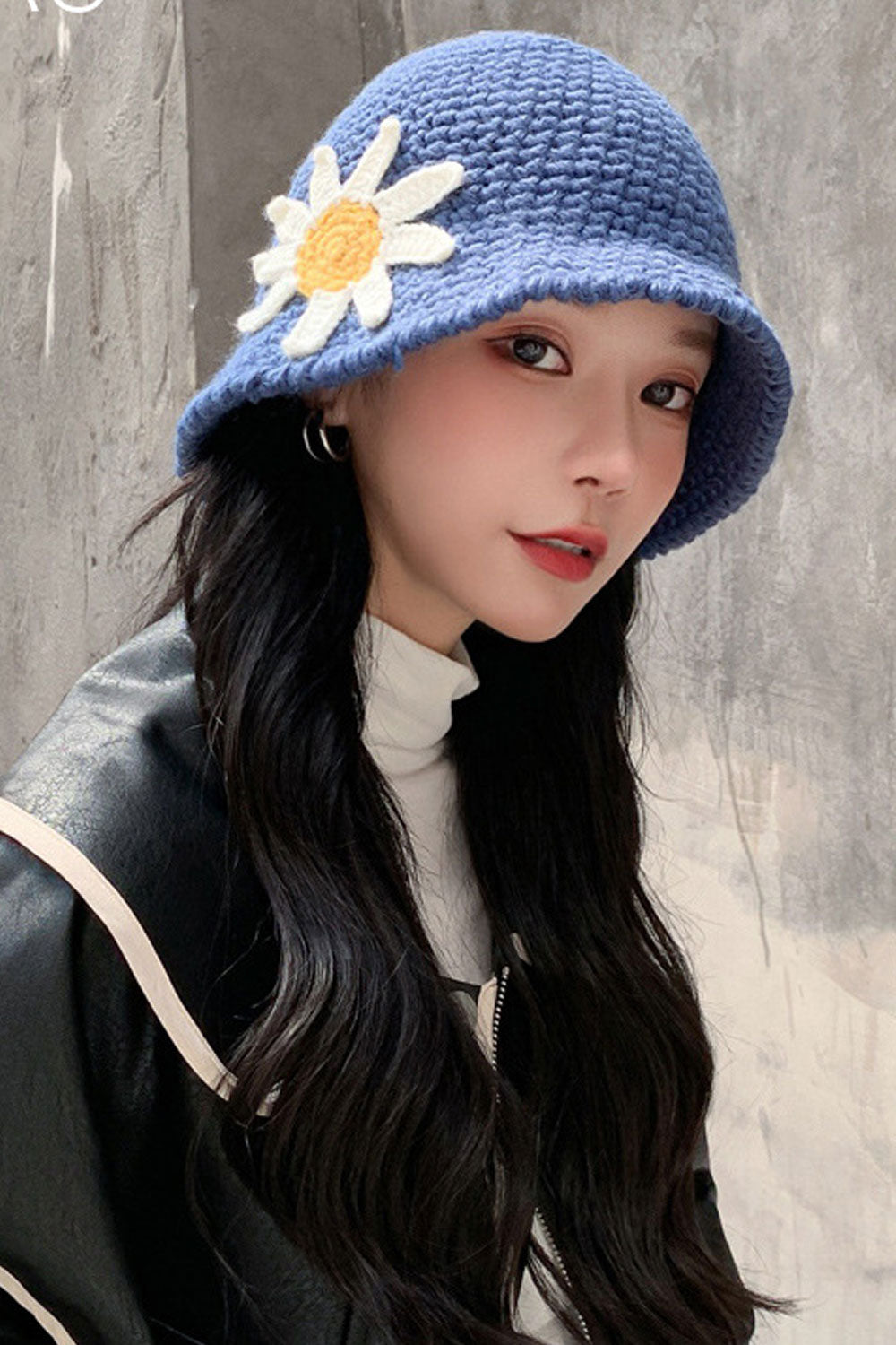 Women Comfy Flower Embroidered Knitted Beret Hat