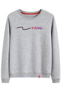 Women Printed Pattern Easy Round Neck Warm Long Sleeve Sweatshirt