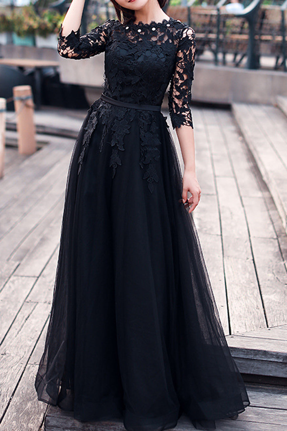 Women Elegant Soft Thin Half Sleeve Comfortable Wedding Dress