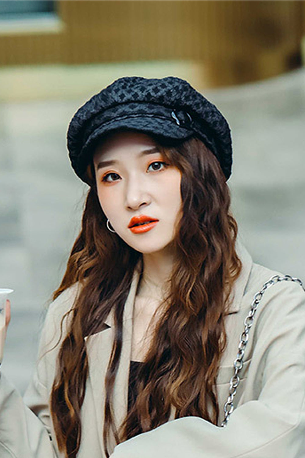 Women Solid Pattern Dome Top Casual Warm Beret Hat