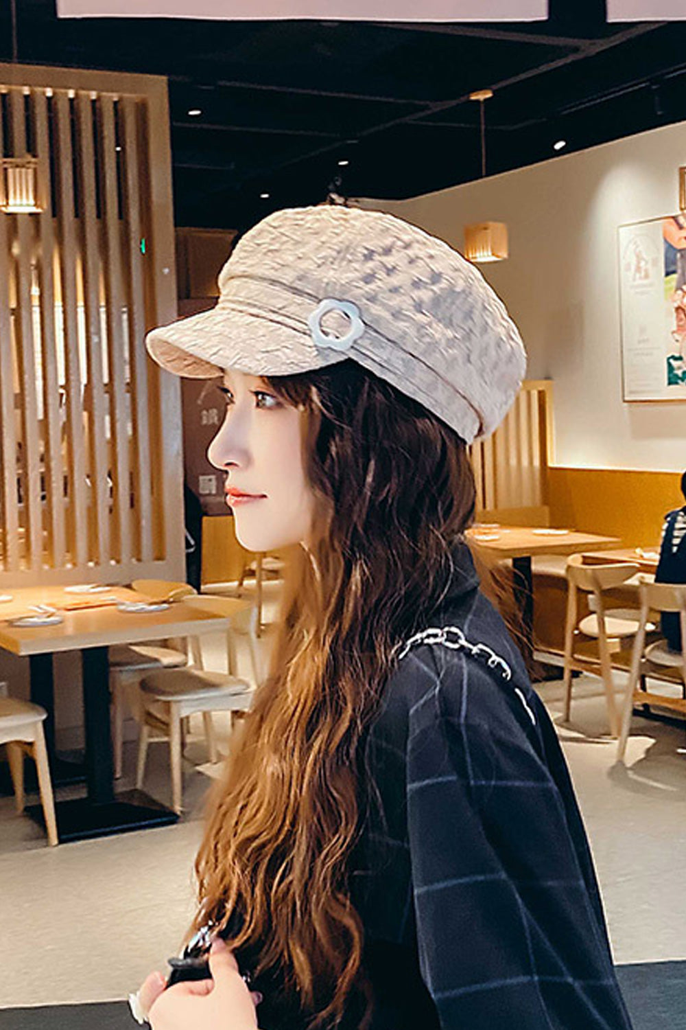 Women Solid Pattern Dome Top Casual Warm Beret Hat