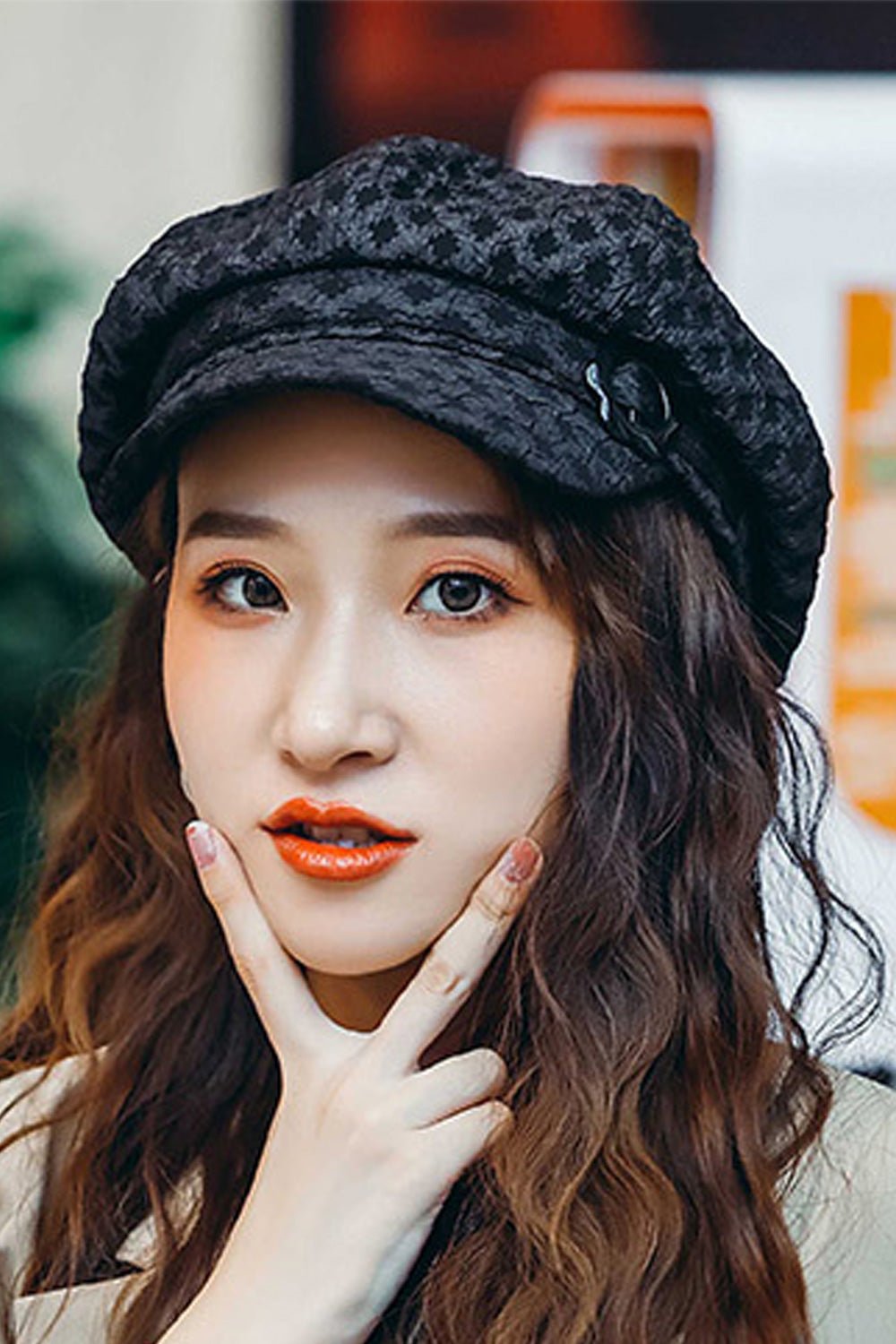 Women Solid Pattern Dome Top Casual Warm Beret Hat