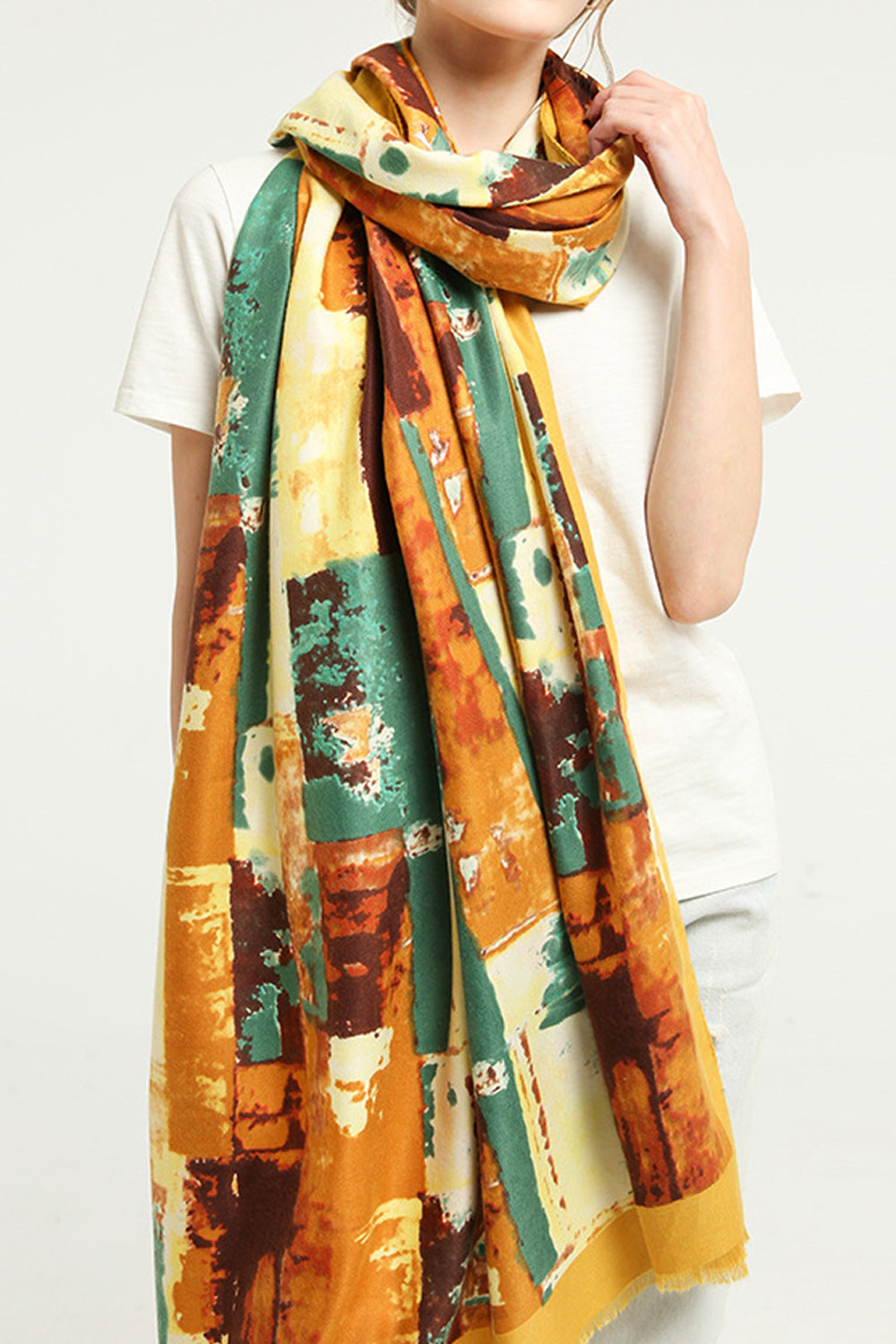 Women Stylish Printed Pattern Convenient Windproof Muffler