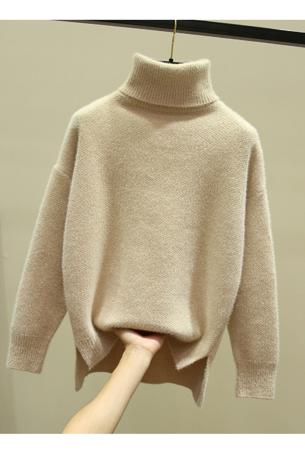 Women Comfortable High Neck Thick Windproof Solid Colored Lovely Sweater