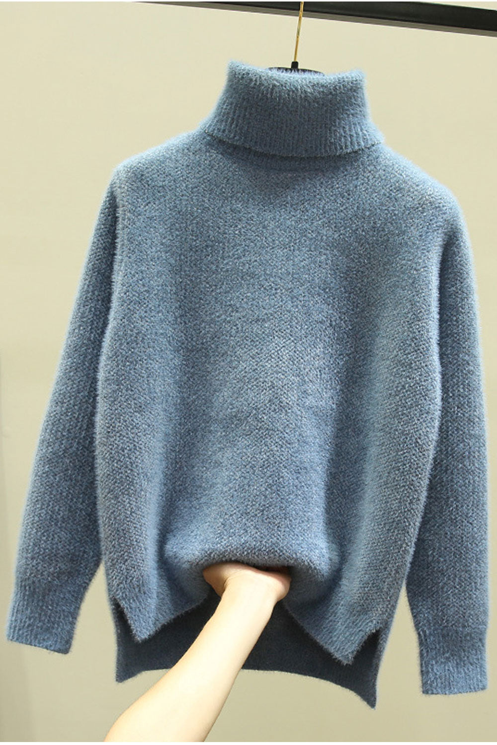 Women Comfortable High Neck Thick Windproof Solid Colored Lovely Sweater