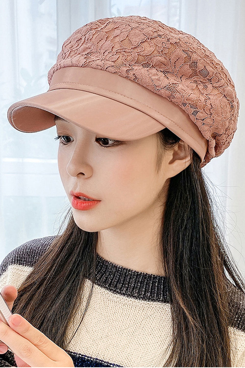 Women Lace Embroidered Classy Casual Winter Season Beret Hat