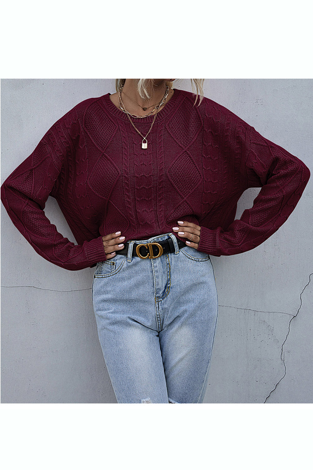 Women Warm Knit Round Pullover Autumn & Winter Casual Sweater