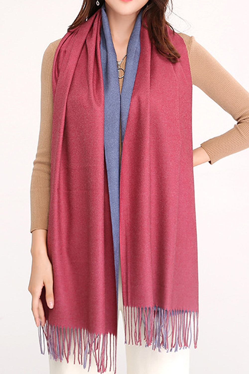 Women Convenient Warm Solid Colored Elegant Muffler