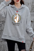 Women Printed Pattern Long Sleeve Mid Length Warm Hoodie