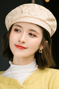 Women Flower Lace Solid Pattern Beautiful Winter Beret Hat
