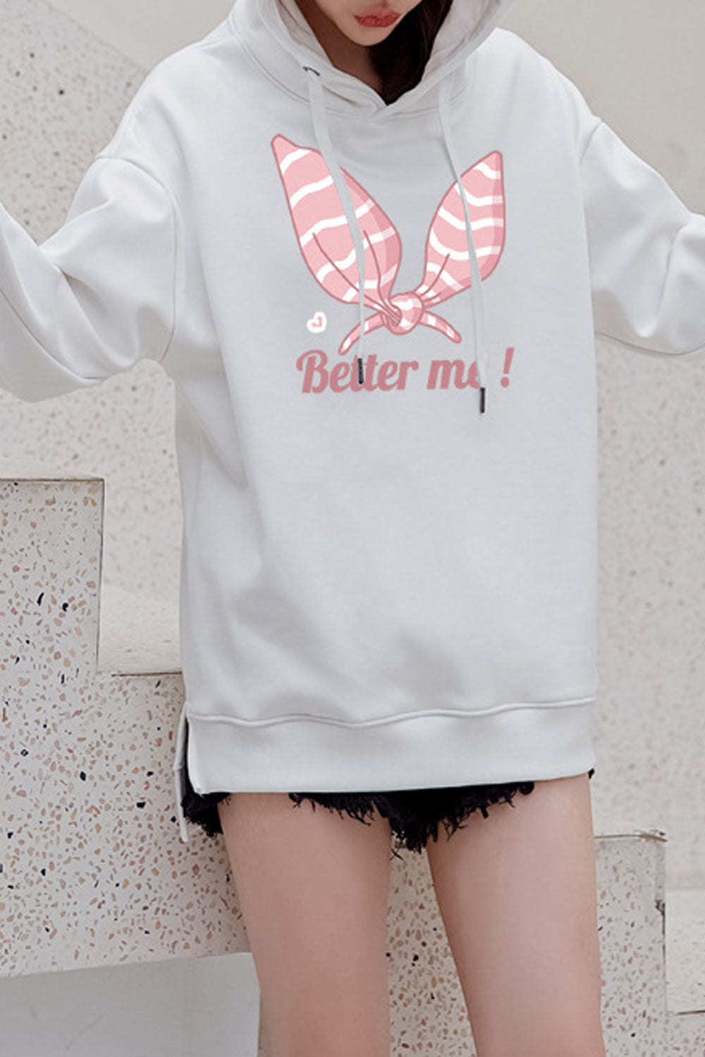 Women Lovely Printed Style Ribbed Cuff Cozy Breathable Hoodie