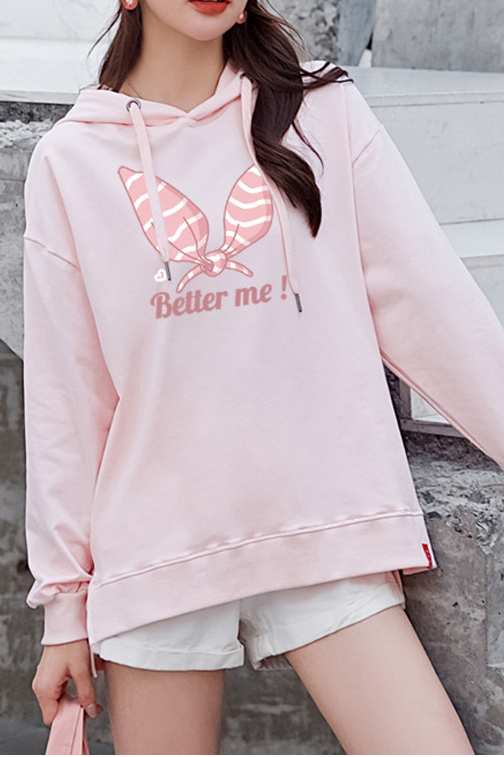 Women Lovely Printed Style Ribbed Cuff Cozy Breathable Hoodie