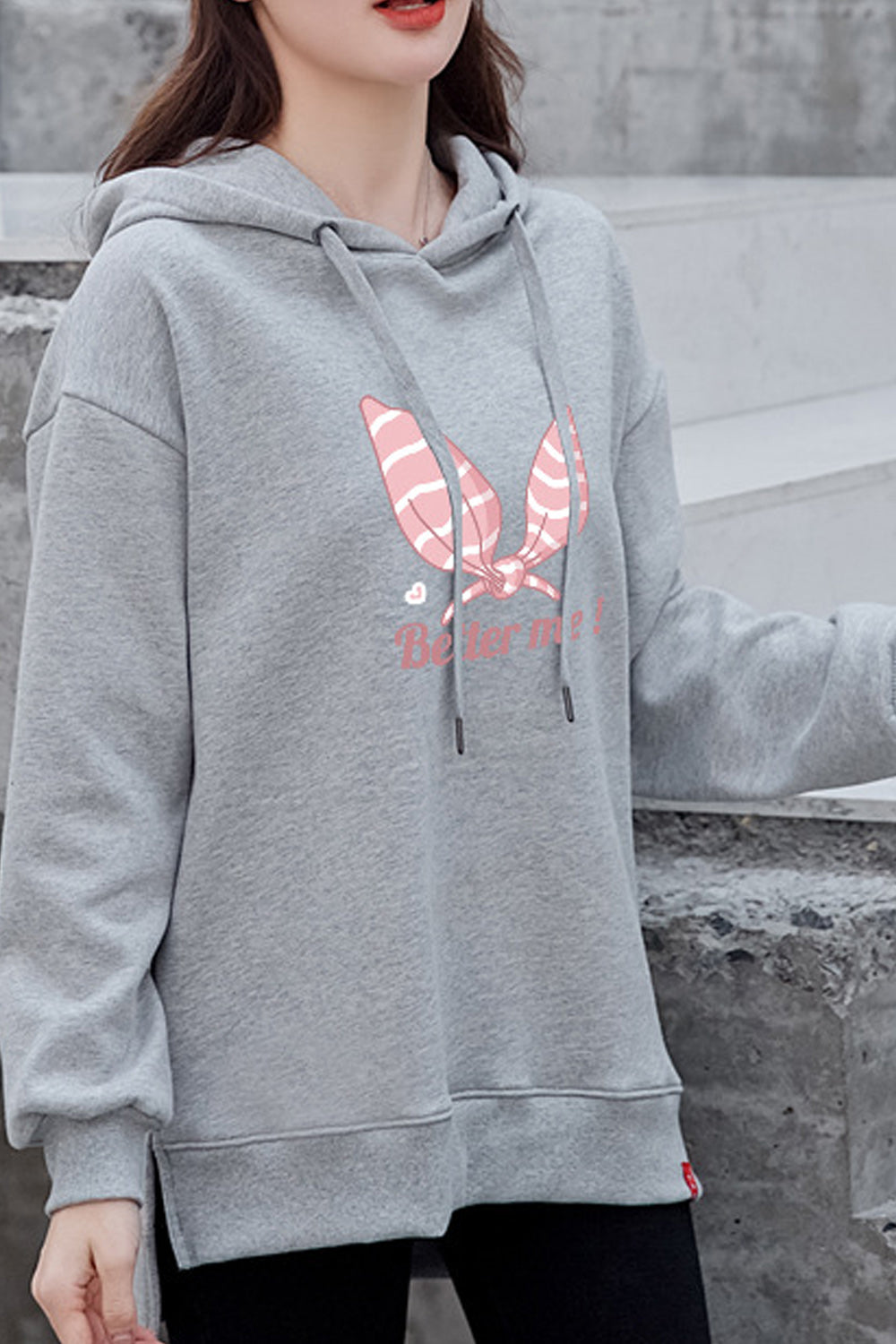 Women Lovely Printed Style Ribbed Cuff Cozy Breathable Hoodie