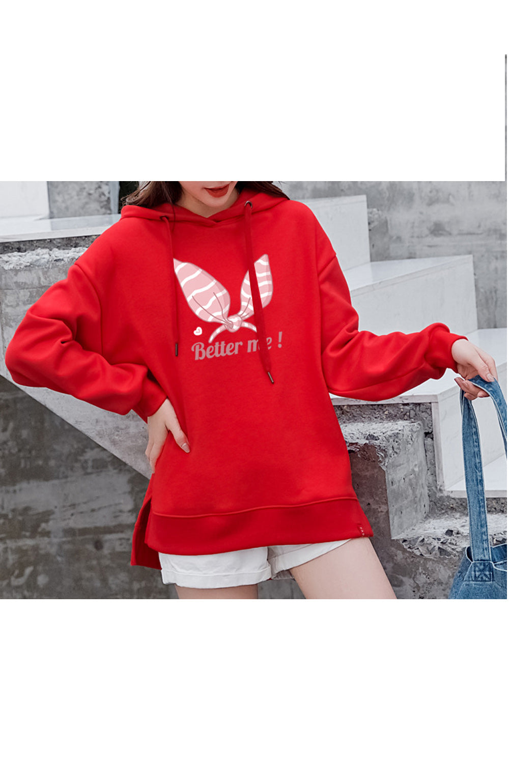 Women Lovely Printed Style Ribbed Cuff Cozy Breathable Hoodie