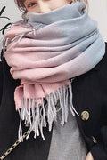 Women Beautiful Tassel Decorated Solid Pattern Warm Muffler