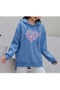 Women Pretty Heart Printed Warm Long Sleeve Convenient Hoodie