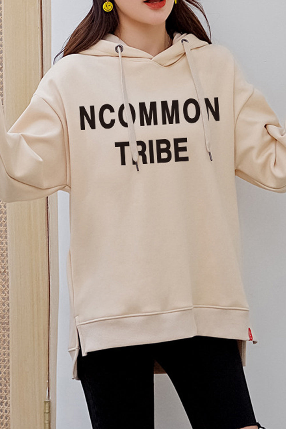 Women Lovely Letter Printed Loose Breathable Hoodie