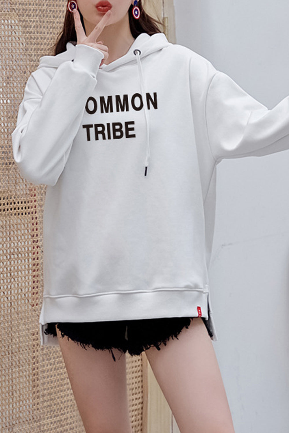 Women Lovely Letter Printed Loose Breathable Hoodie