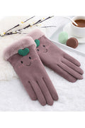 Women Solid Colored Warm Windproof Elegant Soft Suede Gloves
