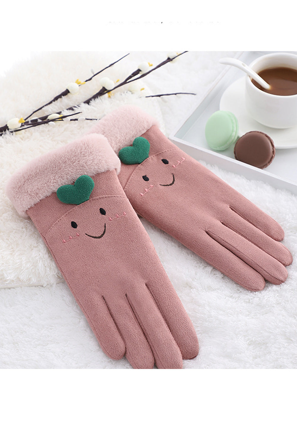 Women Solid Colored Warm Windproof Elegant Soft Suede Gloves