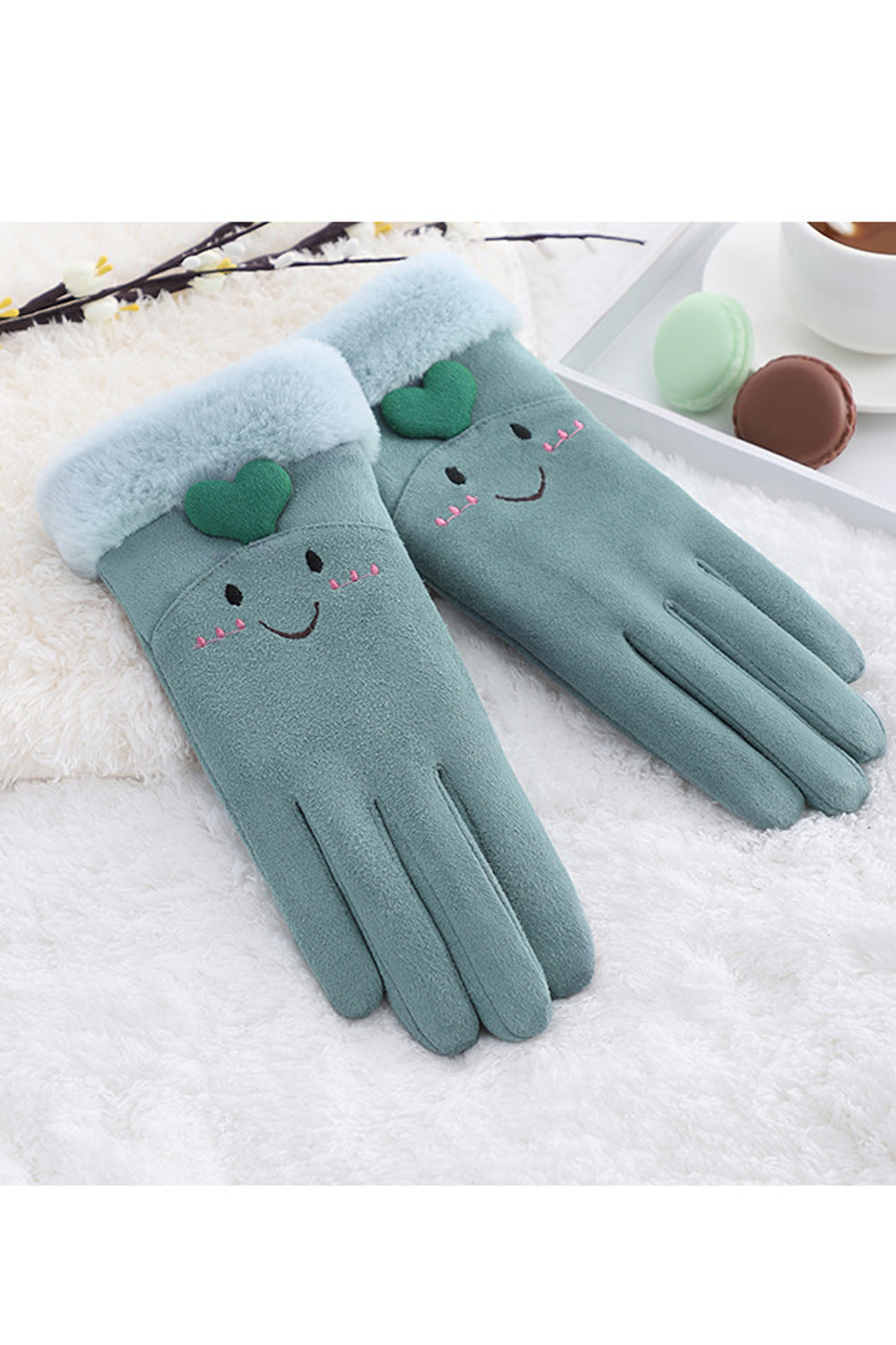 Women Solid Colored Warm Windproof Elegant Soft Suede Gloves