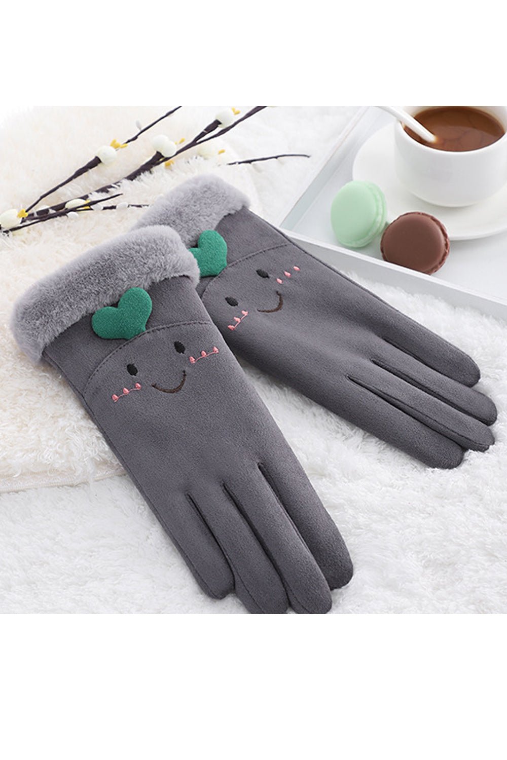 Women Solid Colored Warm Windproof Elegant Soft Suede Gloves