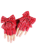 Women Elegant Solid Colored Half Finger Styled PU Gloves