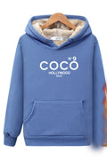 Women Stylish Letter Pattern Long Sleeve Ribbed Cuff Hoodie