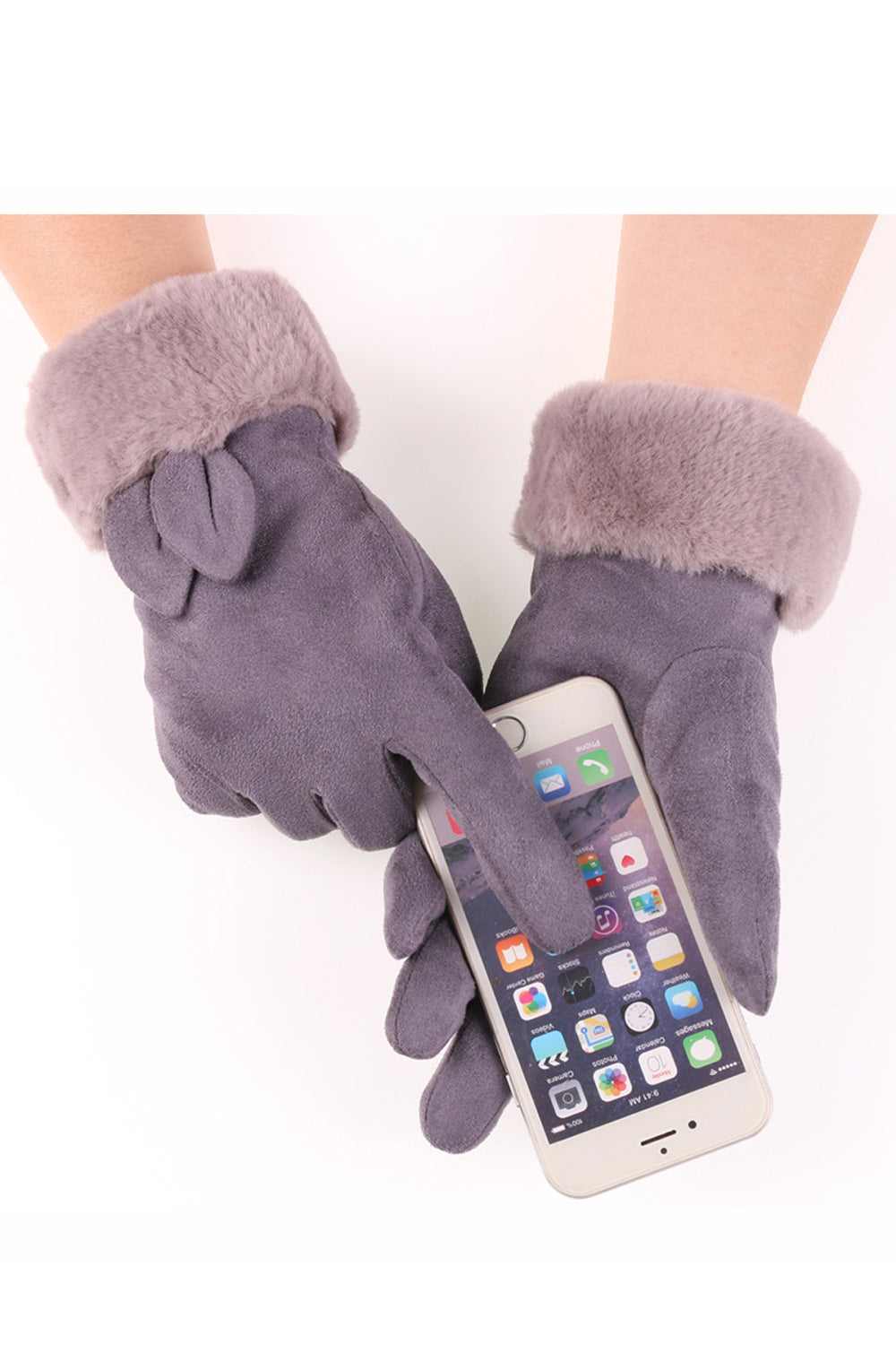 Women Stylish Solid Pattern Comfortable Thick Suede Gloves