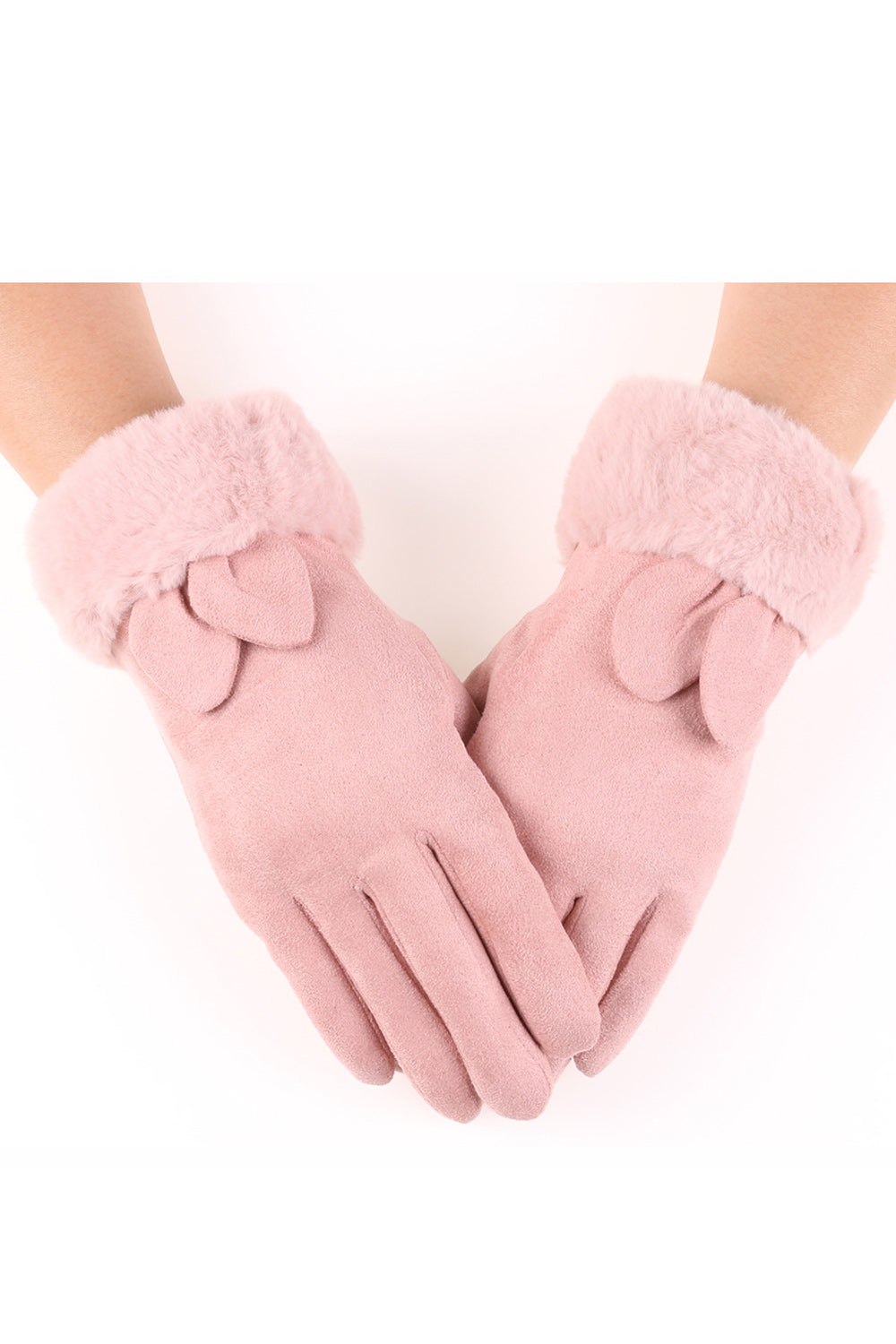 Women Stylish Solid Pattern Comfortable Thick Suede Gloves