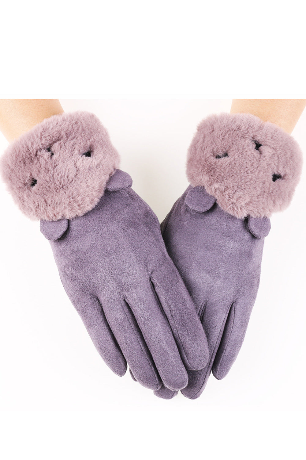 Women Stylish Solid Pattern Comfortable Thick Suede Gloves