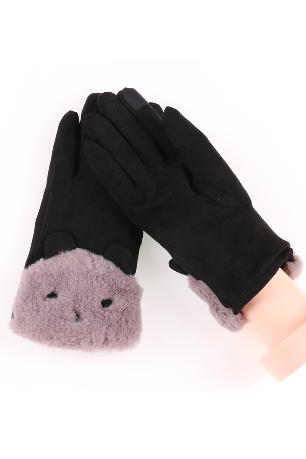 Women Stylish Solid Pattern Comfortable Thick Suede Gloves