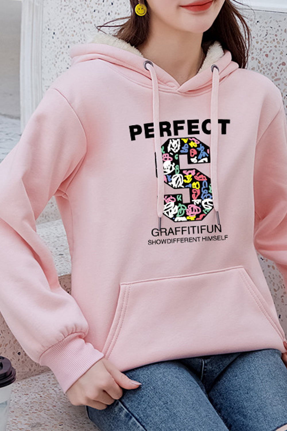 Women Trendy Printed Pattern Long Sleeve Relax Fit Hoodie