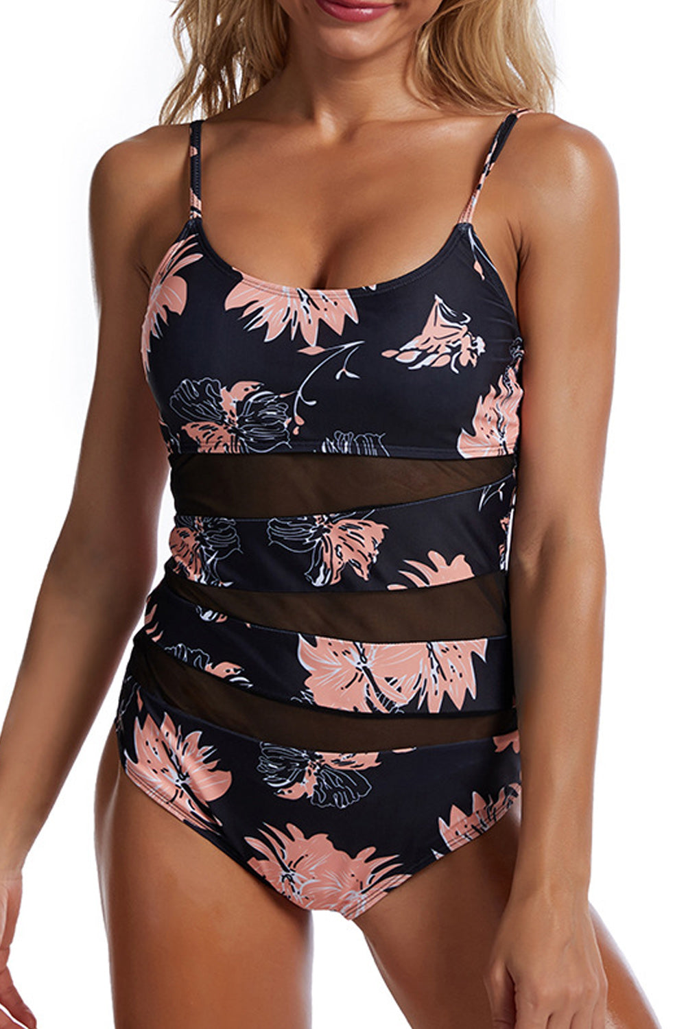 Women Beautiful Printed Style Strap Neck Convenient One Piece Swimwear