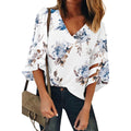 Women Amazing Floral Pattern Half Sleeve V-Neck Comfortable Casual Pullover Shirt